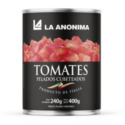 Tomate Pelado Cubeteado La Anónima con Abre Fácil x 400 g.