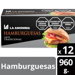 Hamburguesa de Carne Vacuna La Anónima x 12 un. 960 gr.