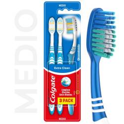 Cepillo De Dientes Colgate Extra Clean Medio Cerdas Multinivel 3 un.