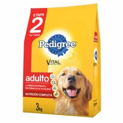 Alimento Seco Perro Adulto Carne/Pollo/Cerdo Pedigree x 3 Kg.