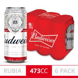 Cerveza Budweiser Lata 473cc x6