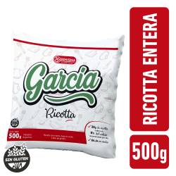 Ricotta Entera Baja en Sodio en Sachet García x 500 g.