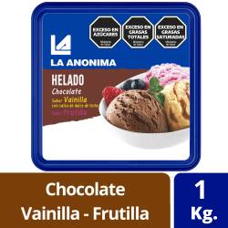 Helado Chocolate Vainilla c/ Salsa DDL Frutilla La Anónima x 1 Kg.