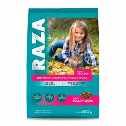 Alimento Seco Gato Adulto Pollo/Leche Raza x 500 g.