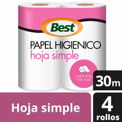 Papel Higiénico Hoja Simple Best 4 x 30 metros