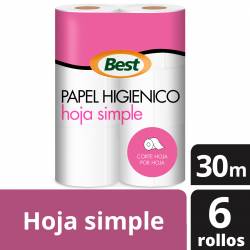 Papel Higiénico Hoja Simple Best 6 x 30 metros