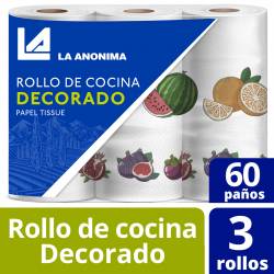 Rollo Cocina La Anónima Decorado 60 paños x 3 un.