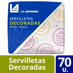 Servilletas Papel Tissue La Anónima Decoradas 32cmx30cm x 70 un.