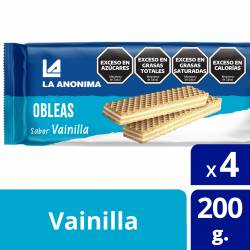 Obleas Dulces con Relleno Vainilla x 4 Un. La Anónima x 200 g.