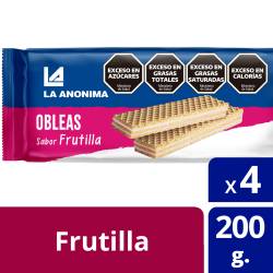 Obleas Dulces con Relleno Sabor Frutilla x 4 Un. La Anónima x 200 g.