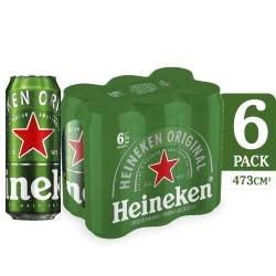 Cerveza Heineken Pack x 6 Latas de 473 cc.