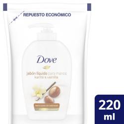 Jabón Líquido para manos Dove Karité y Vainilla Repuesto x 220 ml.