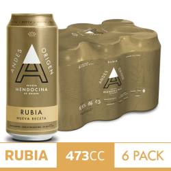 Cerveza Andes Origen Rubia Lata 473cc x6