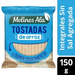Tostadas Integrales de Arroz s/Sal Molinos Ala x 150 g.