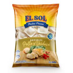 Ravioles Pollo y Verdura El Sol x 500 g.