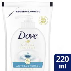 Jabón Líquido Dove Antibacterial Cuida & Protege Repuesto x 220 ml.