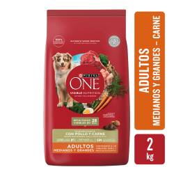 Alimento Seco Perro Adulto Medianos y Grandes Carne Purina One x 2 Kg.