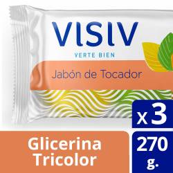 Jabón Tocador Glicerina Tricolor Visiv x 3 un.