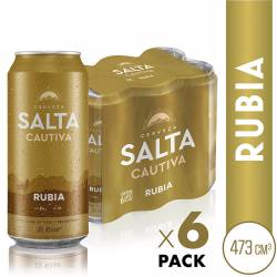 Cerveza Rubia Lata Salta x 6 Latas de 473 cc.