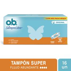 Tampones Súper O.B. Siempre Libre x 16 un.