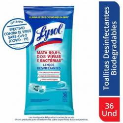 Toallitas Húmedas Desinfectantes Frescura Marina Lysol x 36 Un.