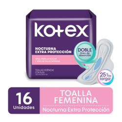 Toalla Femenina Kotex Extra Protección Nocturna C/A x16