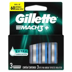 Maquina de Afeitar M3 Plus+ 3 Cartuchos Gillette x 3 Un.
