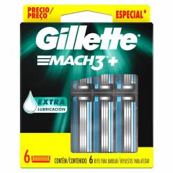 Maquina de Afeitar M3 Plus+ 6 Cartuchos Gillette x 6 Un.