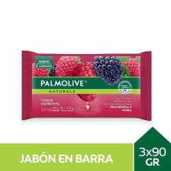 Jabón De Tocador Palmolive Naturals Frambuesa Y Mora 90 G 3 U