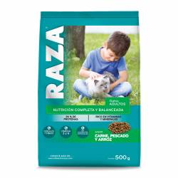 Alimento Seco Gato Adulto Carne/Pescado/Arroz Raza x 500 g.
