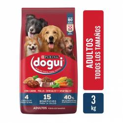 Alimento Seco Perro Adulto Carne/Pollo/Cerdo/Vegetales Dogui x 3 Kg.