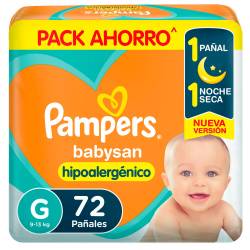 Pañal G Babysan Hiper Pampers x 72 Un.