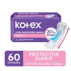 Protector Diario sin Perfume Largo Kotex x 60 Un.