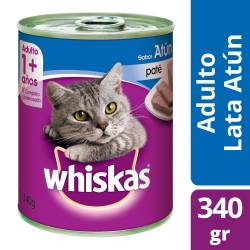 Pouch Gato Adulto Pate Lata Atún Whiskas x 340 g.