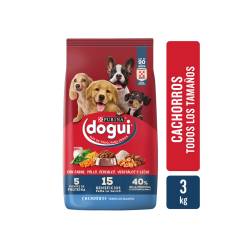 Alimento Seco Perro Cachorro Carne/Pollo/Cerdo Dogui x 3 Kg.