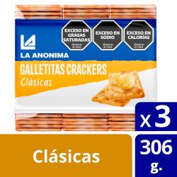 Galletitas Crackers Clásicas x 3 Un. La Anónima x 306 g.