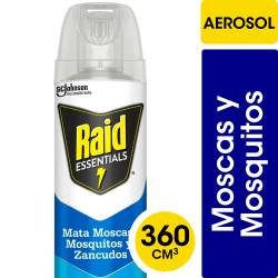 Insecticida Raid Essentials Mata Moscas y Mosquitos en Aerosol 360 cc