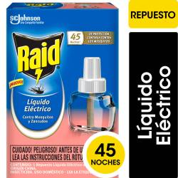Insecticida Raid contra Mosquitos Líquido Eléctrico Floral Repuesto 45 Noches 32,9 cc