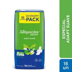 Toallas femeninas SIEMPRE LIBRE Especial Suave con Alas x16 un