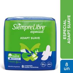 Toallas Femeninas Siempre Libre Especial Suave c/ Alas x 8 un