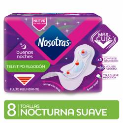 Toalla Higiénica Nocturna con Alas Suave Nosotras x 8 Un.