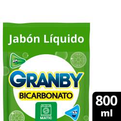 Jabón Liquido para lavar ropa GRANBY  Bicarbonato Baja Espuma de Limón 800 ml