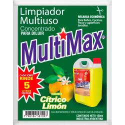 Limpiador líquido Concentrado Multiuso Cítrico 5L Doy Pack Multimax x 150 cc.
