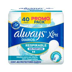 Protector Diario sin Perfume Xtra Respirable Always x 40 Un.