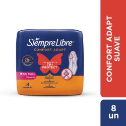 Toallas Femeninas Siempre Libre Adapt Plus Suave s/ Alas x 8 un