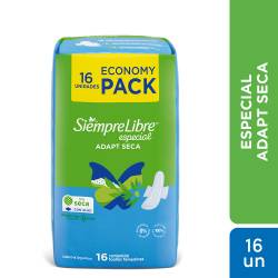 Toallas femeninas SIEMPRE LIBRE Especial Seca con Alas x 16 un.