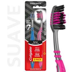 Cepillo De Dientes Colgate Zig Zag Charcoal Medio x 2 un