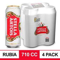 Cerveza Stella Artois Lata 710cc x4