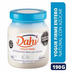 Yogur Firme Entero Natural con Azúcar Dahi x 190 g.