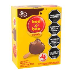 Helado Crema de Mani con Cobertura de Chocolate x 4 Un. Bon o Bon x 244 g.